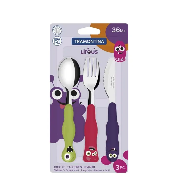 Juego de cubiertos infantil Tramontina 3 piezas – seguro y colorido