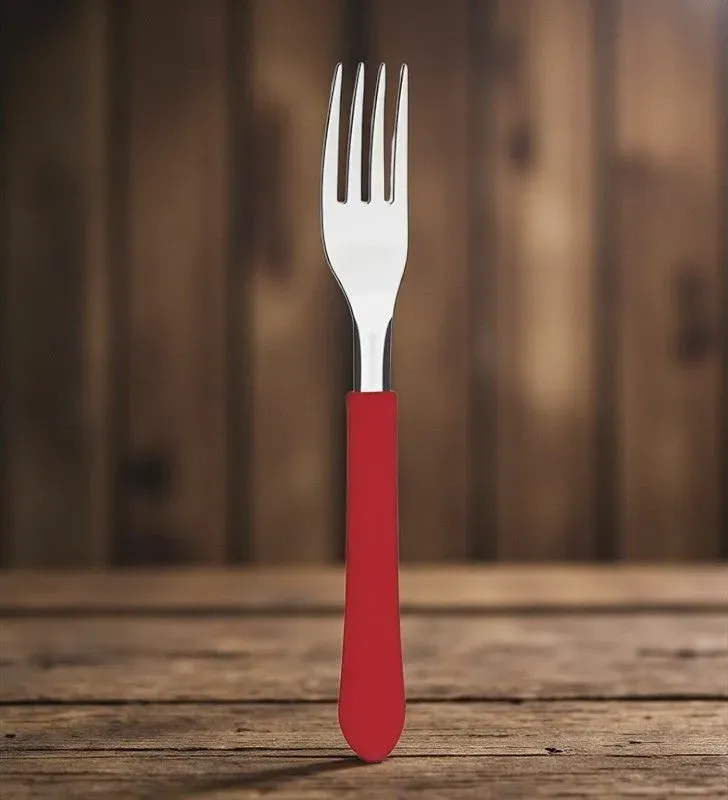 Tenedor Tramontina Leme rojo – acero inoxidable duradero