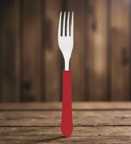 Tenedor Tramontina Leme rojo – acero inoxidable duradero