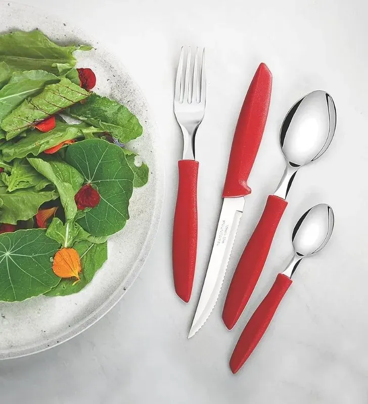 Tenedor Tramontina Plenus rojo – acero inoxidable