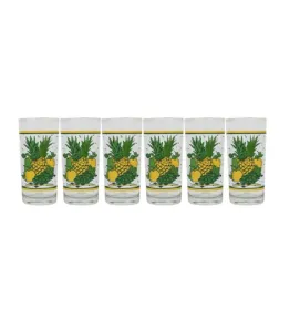 Juego de 6 Vasos Crisa Frutas 250 ml - Vidrio Decorativo para Bebidas