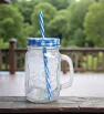 Mason Cristal 480 ml con Popote | Cuisine Spot | Colores: Amarillo, Rojo, Verde, Azul
