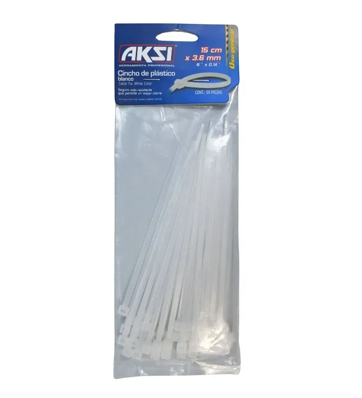 Cincho de Plástico 150x3.6 mm Aksi 103020 – Resistente y Práctico