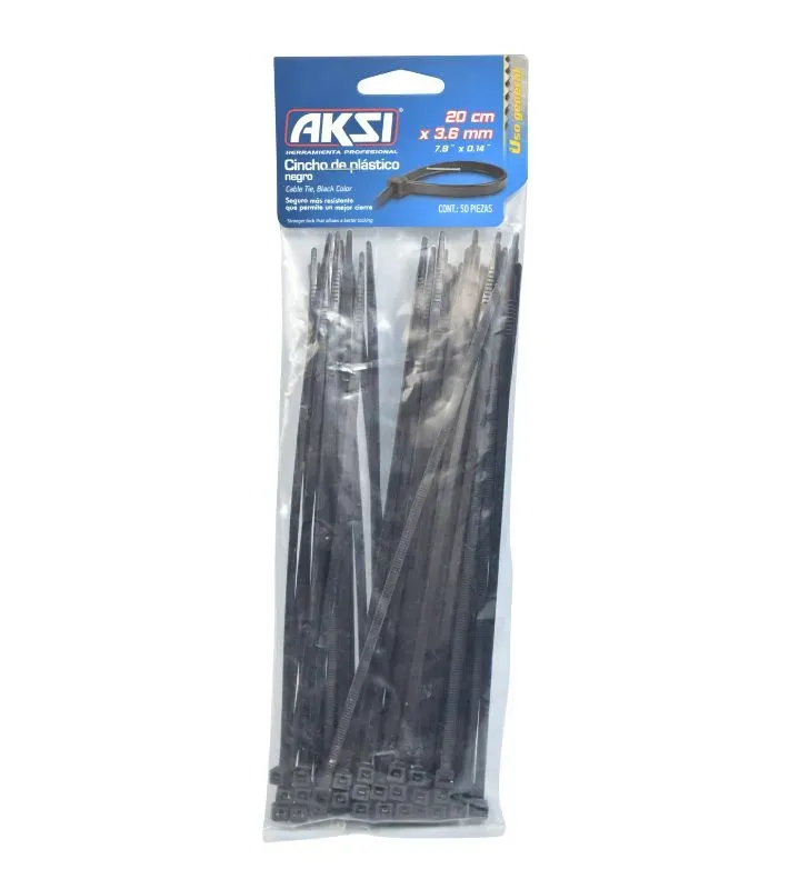 Cincho de Plástico 200x3.6 mm Aksi 103014 – Resistente y Seguro