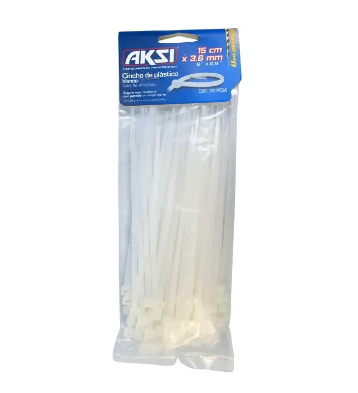 Cincho de Plástico 150x3.6 mm Aksi 103002 – Resistente y Práctico
