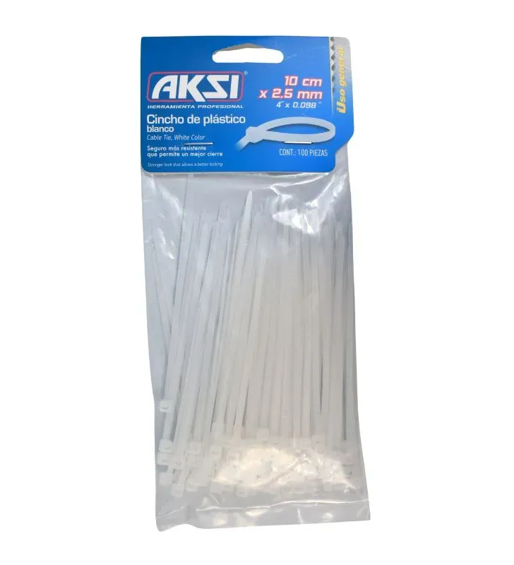 Cincho de Plástico 100x2.5 mm Aksi 103001 – Resistente y Versátil