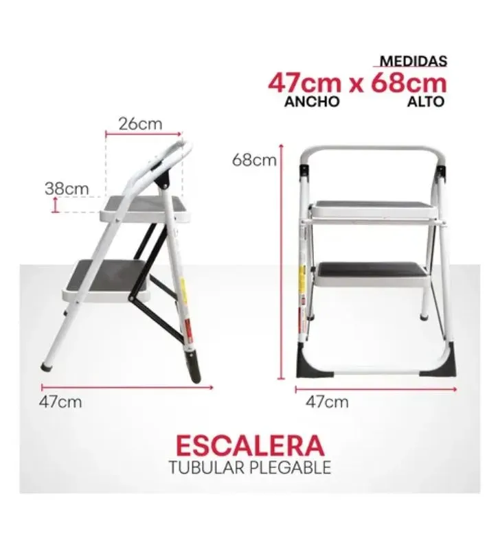 Escalera Tubular 2 Escalones Aksi 308932 – Ligera y Resistente
