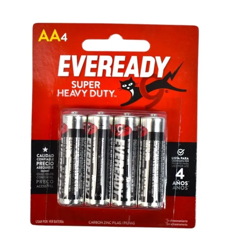 Paquete 4 Pilas AA Eveready CZINC – Energía Duradera