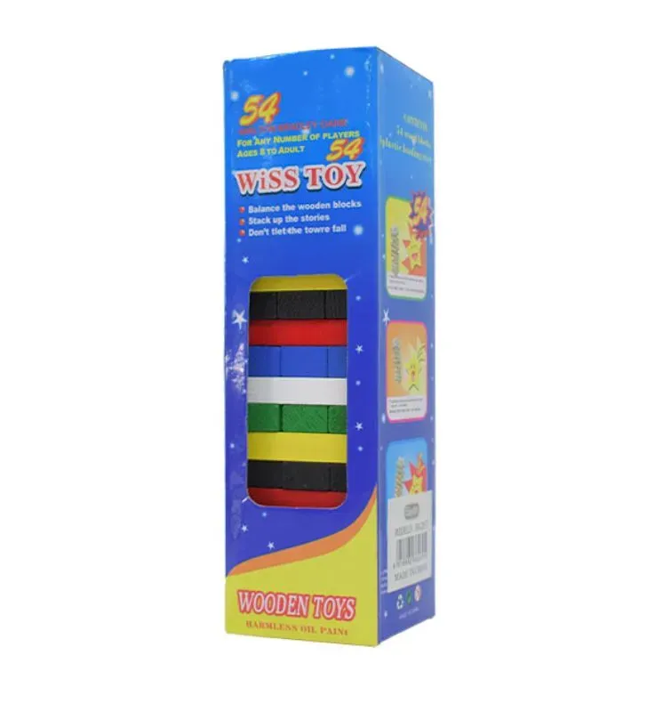 Jenga Madera de Colores 48 Piezas Wiss Toy – Juego de Mesa