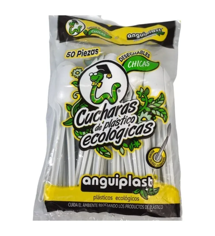 Cucharas chicas Anguiplast PT024001 – Paquete 50 piezas blancas