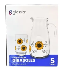 Juego de Vasos y Jarra Glassia 5 Piezas – Girásoles May – V505090