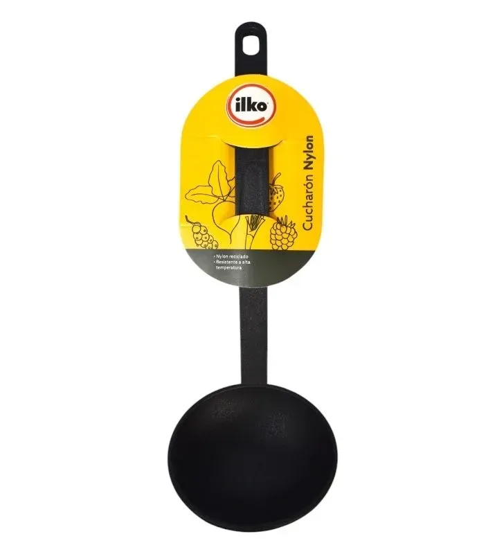 Cucharón de Nylon Negro Ilko – Resistente y Antiarañazos