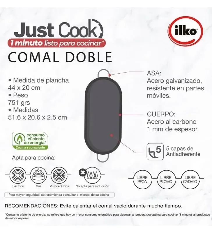 Comal Doble Aluminio Ilko – Cocción Uniforme