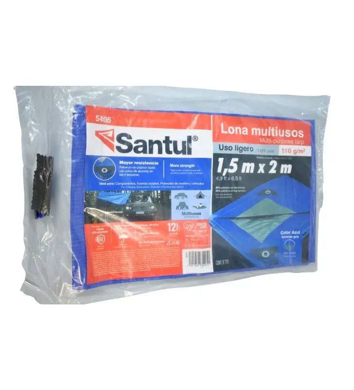 Lona Premium Azul Santul 1.5 × 2 m – Resistente y Reforzada