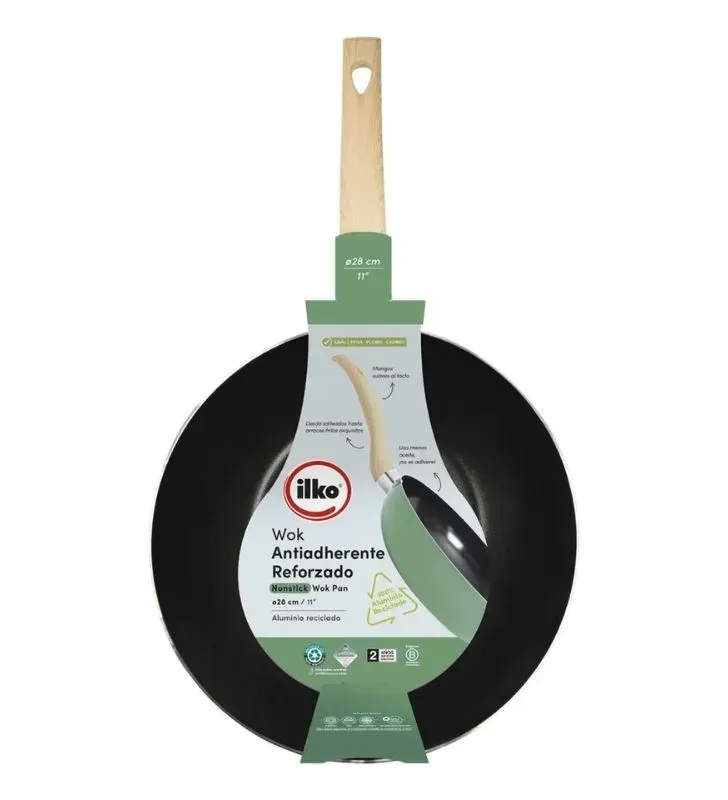 Wok Ilko 28 cm Playful Sage – Antiadherente y Duradero