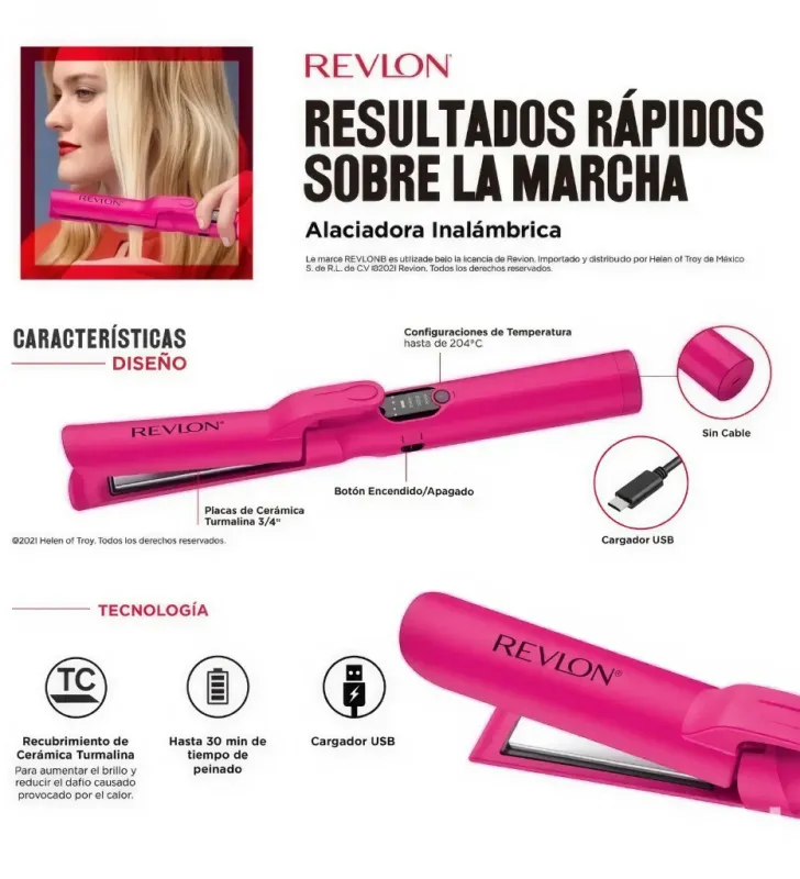 Alaciadora Inalámbrica Revlon RVST2203LA1 – Placas de Cerámica