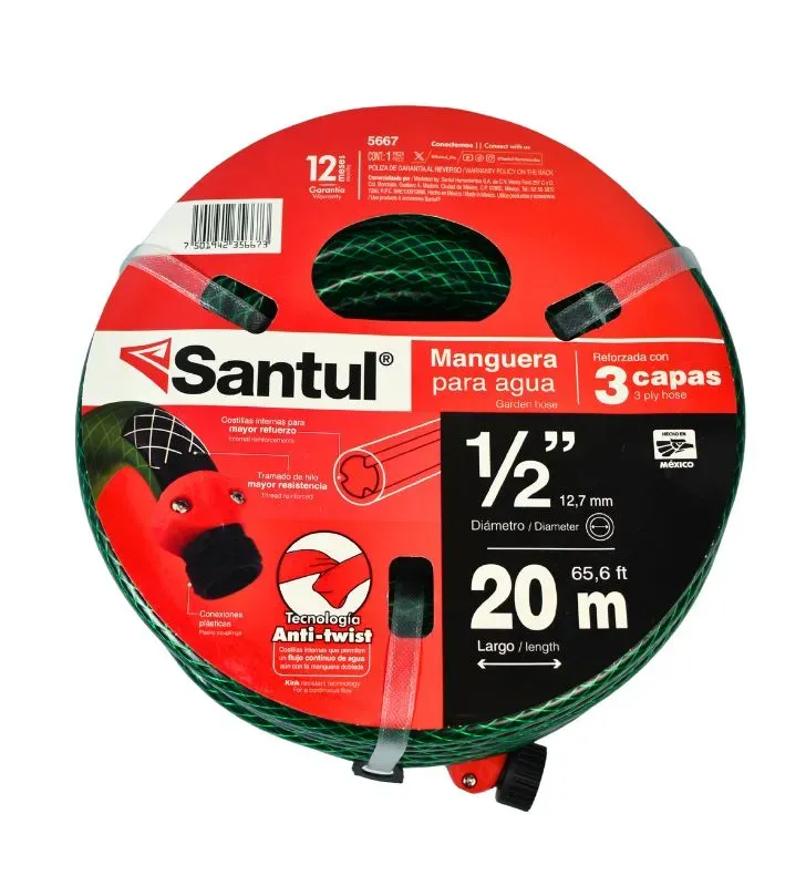Manguera Santul 20 mts 3 capas con conexión reforzada