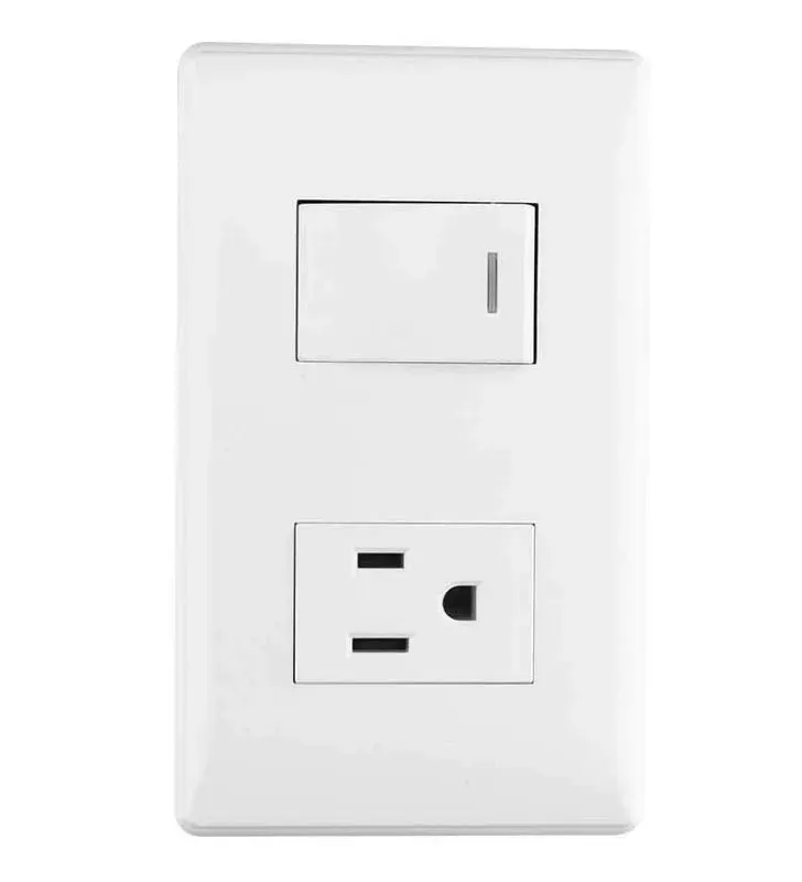 Placa Italia Sanelec 4449 – Apagador y Contacto Aterrizado
