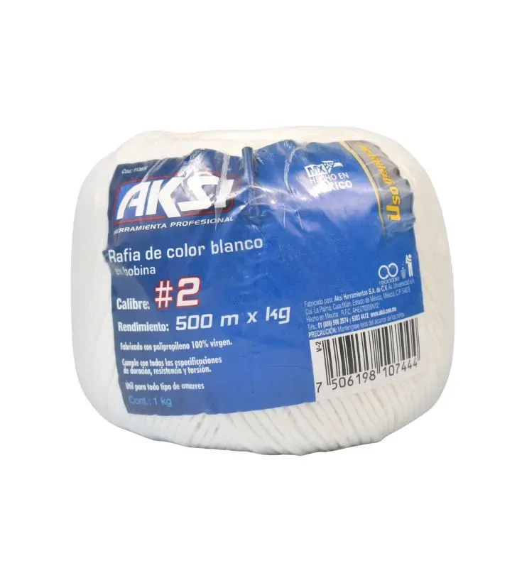 Rafia Blanca Aksi 113606 – Bobina de 1 kg de Polipropileno