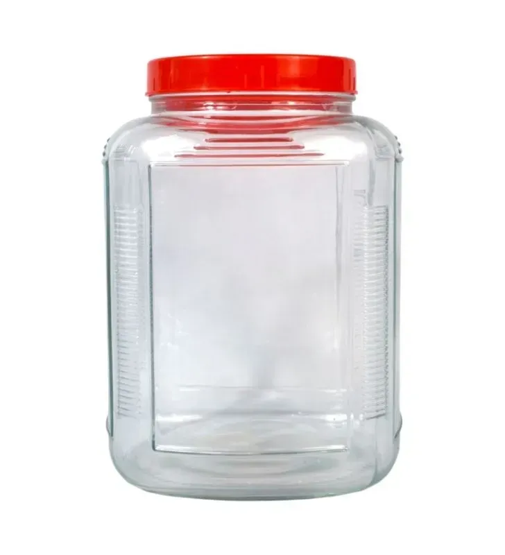 Frasco Cuadrado BH ES005-6 – Vidrio 6 L / Tapa Roja