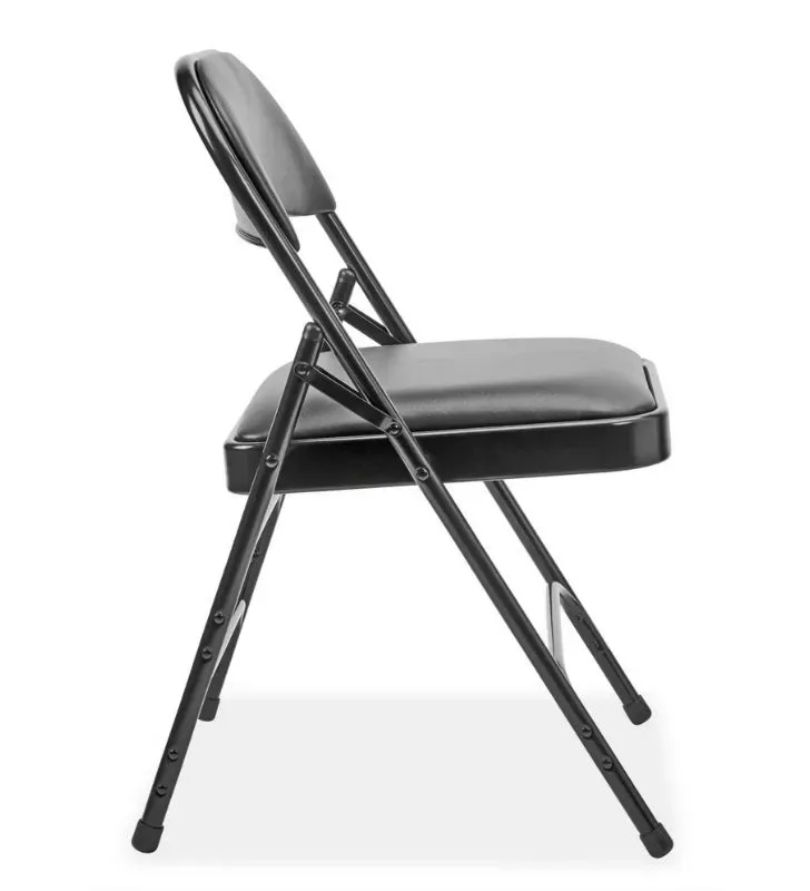 Silla metálica plegable reforzada BH HG140C1 – asiento acolchonado negro