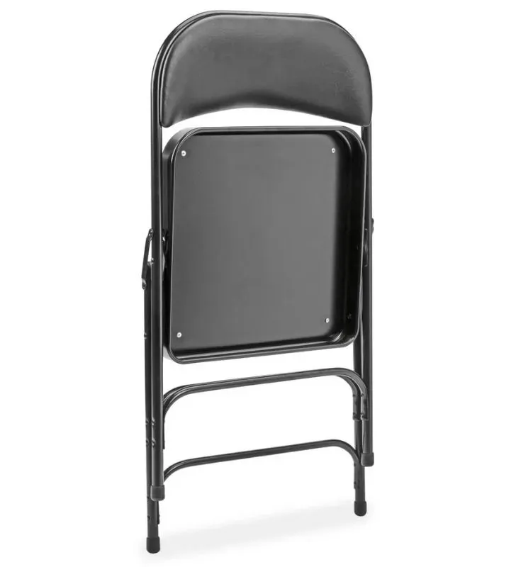 Silla metálica plegable reforzada BH HG140C1 – asiento acolchonado negro