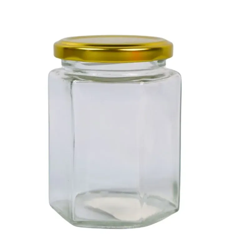 Frasco BH CR6C40 – 280 ml Frasco Hexagonal con Tapa Dorada