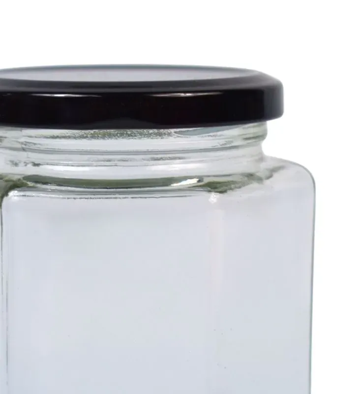 Frasco de Vidrio 380 ml con Tapa Negra Transparente – BH Cristalería y Regalos