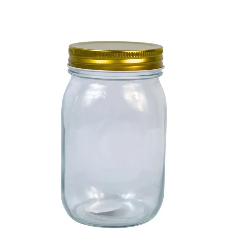 Frasco de Vidrio 500 ml con Tapa Dorada – BH Cristalería y Regalos
