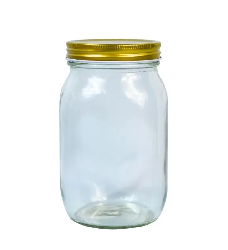 Frasco de Vidrio 1000 ml con Tapa Dorada – BH Cristalería y Regalos