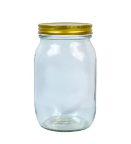 Frasco de Vidrio 1000 ml con Tapa Dorada – BH Cristalería y Regalos