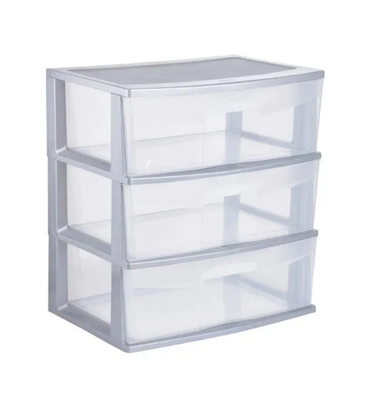 Cajonera Italhome RINO 3 – 3 cajones grandes, negro, plástico resistente