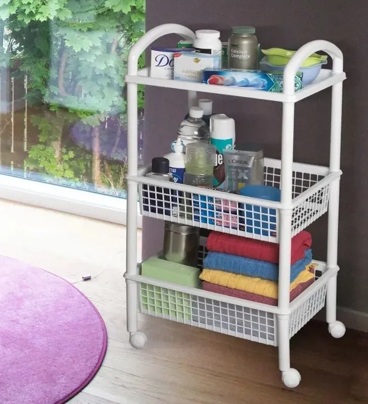 Carrito de almacenamiento Flap 3 Italhome – Carrito organizador de 3 niveles con ruedas