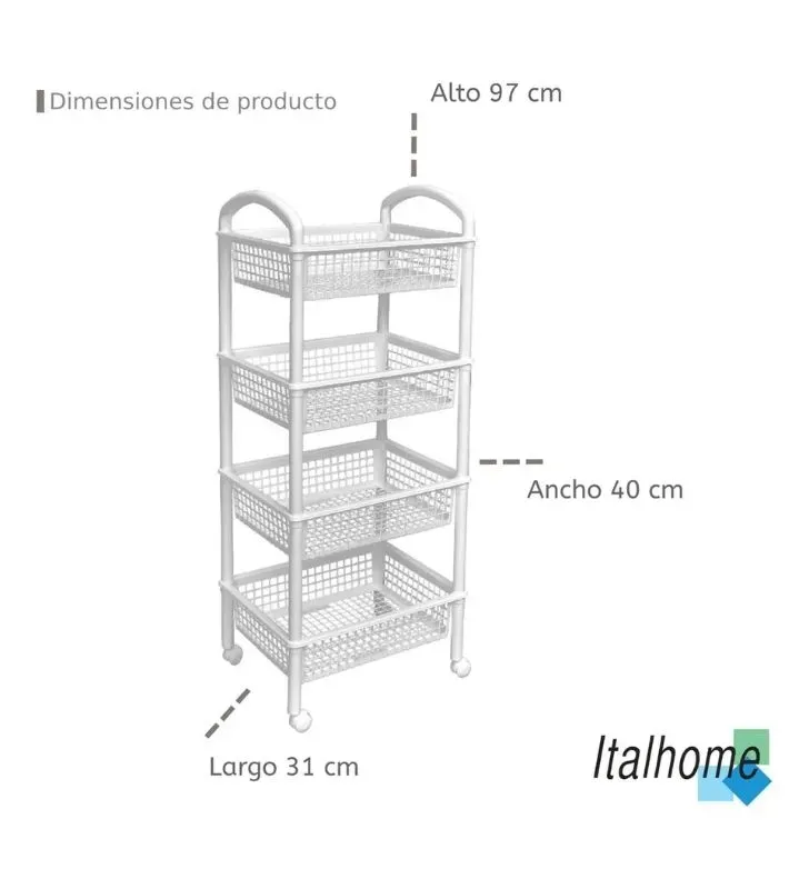 Carrito BLOB 4 con 4 cestas de Italhome – Organizador con ruedas