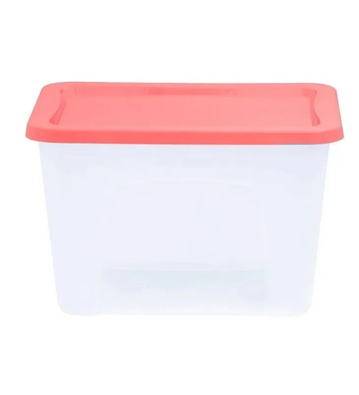 Caja Livenza Italhome 68 L – Tapa salmón, cuerpo transparente