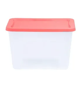 Caja Livenza Italhome 68 L – Tapa salmón, cuerpo transparente