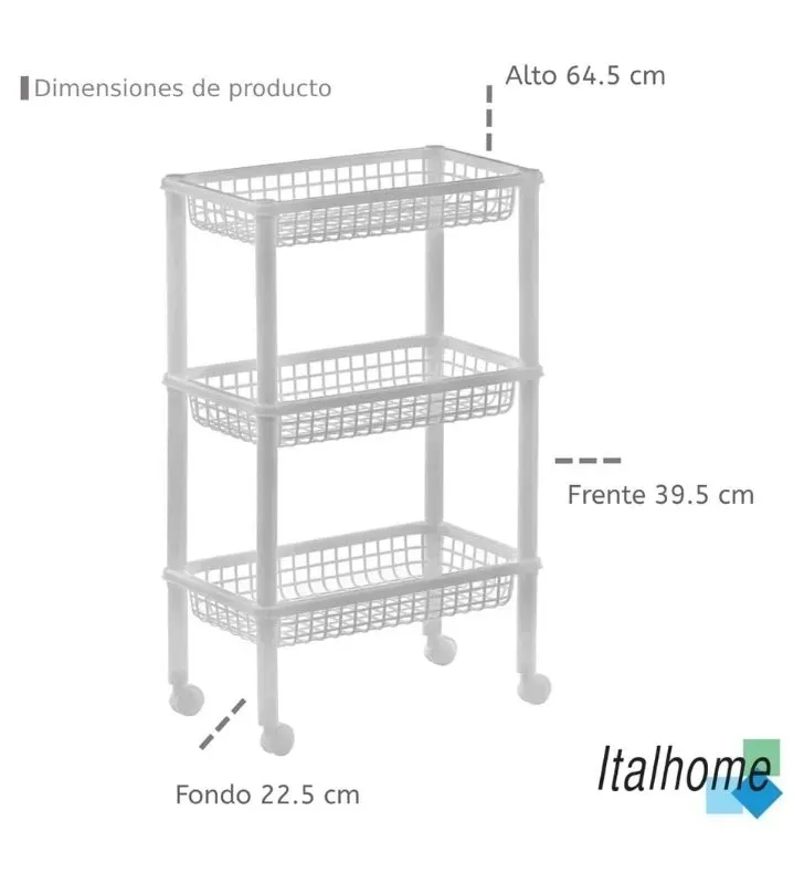 Blitz 3 Italhome – Carrito con 3 cestas y ruedas