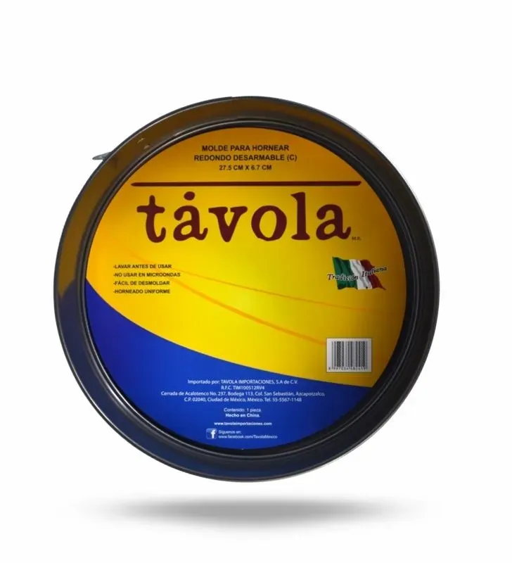 Molde Redondo Desarmable 27.5 x 6.7 cm Tavola 77164 – Ideal para Pasteles y Tartas