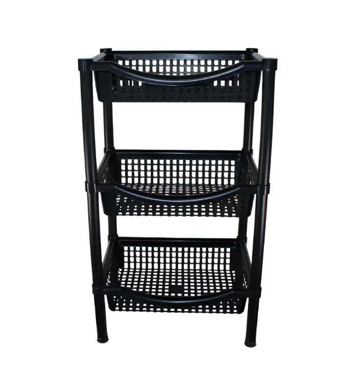 Frutero Rectangular Calado Negro – Plastymet | Organización eficiente en tu cocina