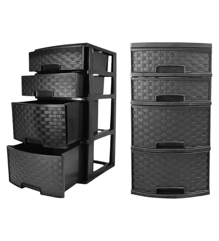 Cajonera Rattan Mixta 4 Niveles – Plastymet | Organización eficiente y elegante