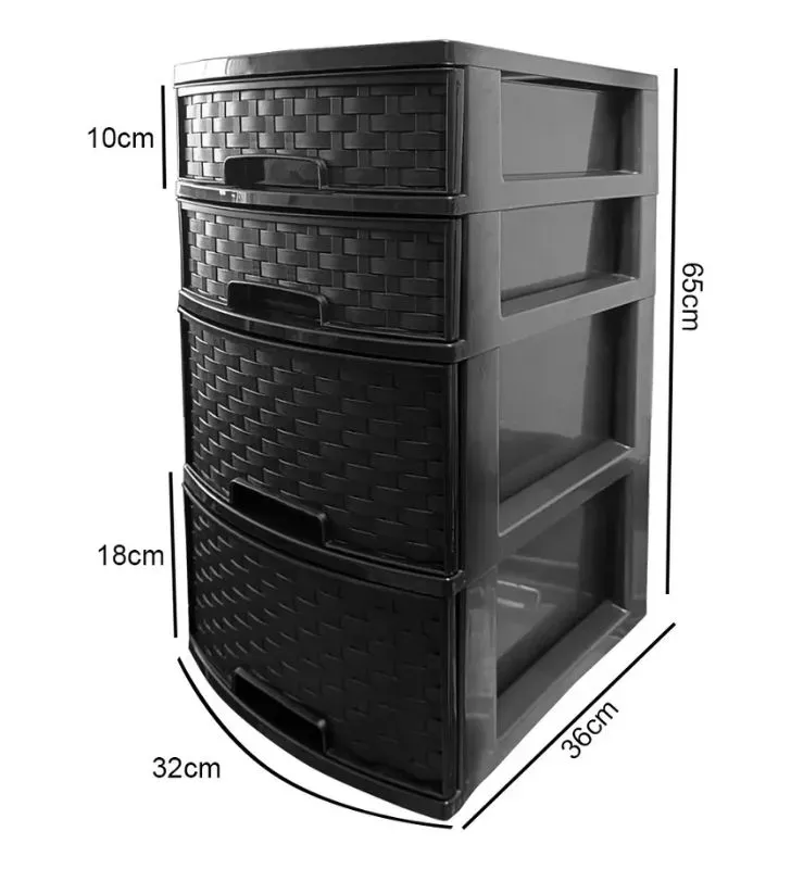 Cajonera Rattan Mixta 4 Niveles – Plastymet | Organización eficiente y elegante