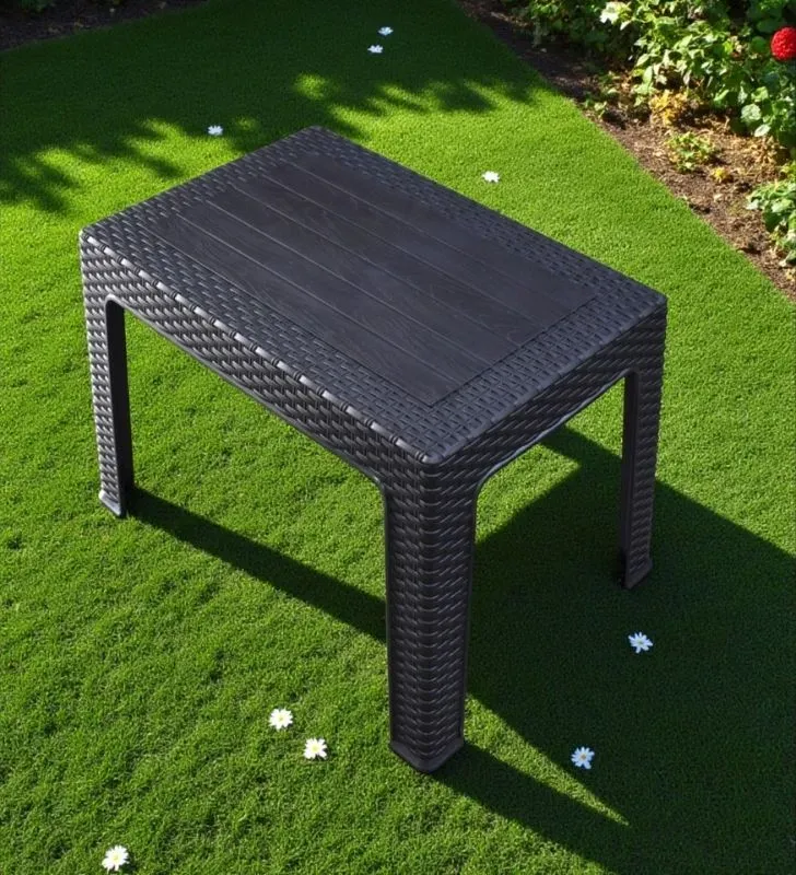 Coffee Table Rattan Negra PlastyMet – Mesa Baja Moderna