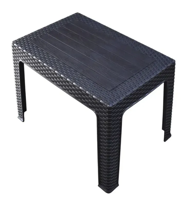 Coffee Table Rattan Negra PlastyMet – Mesa Baja Moderna
