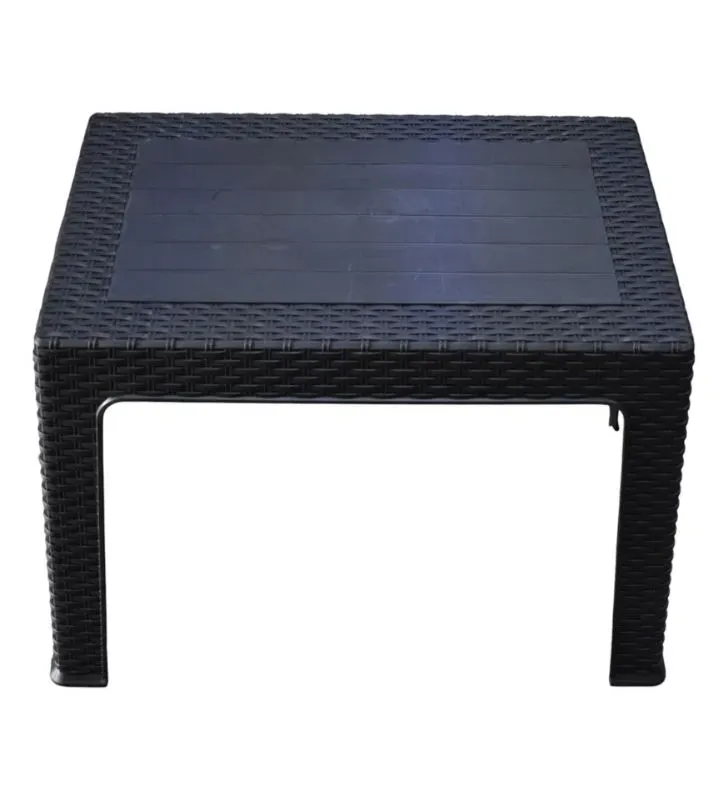 Coffee Table Rattan Negra PlastyMet – Mesa Baja Moderna