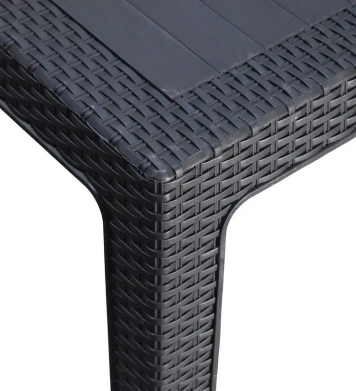 Coffee Table Rattan Negra PlastyMet – Mesa Baja Moderna