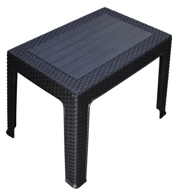 Coffee Table Rattan Negra PlastyMet – Mesa Baja Moderna