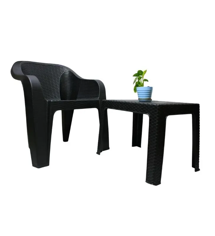 Sillón XL Rattan Negro PlastyMet – Confort y Estilo