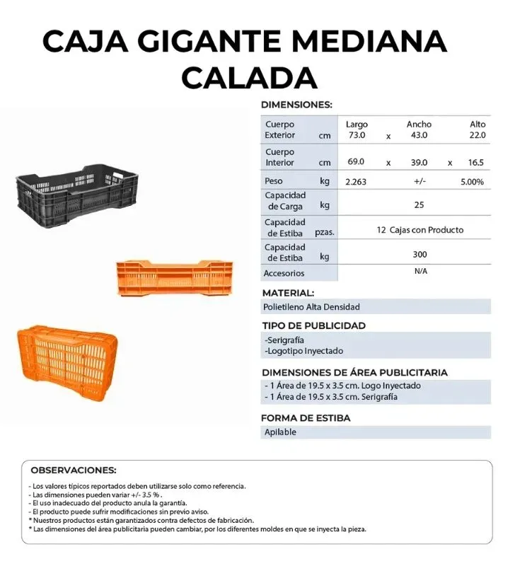 Caja Gigante Mediana Calada Reforzada Europlast – Almacenamiento Resistente
