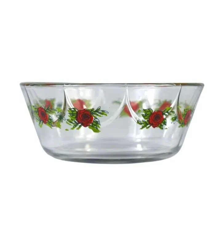 Tazón Crisa 5863 Arcos Rosas Rojas – 840 ml elegante de vidrio