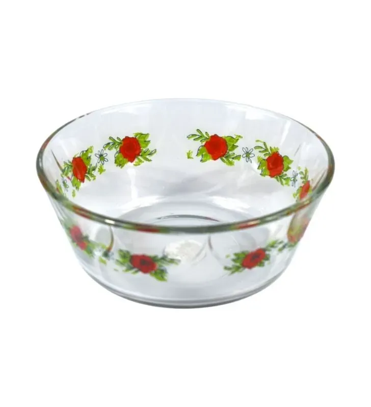 Tazón Crisa 5863 Arcos Rosas Rojas – 840 ml elegante de vidrio